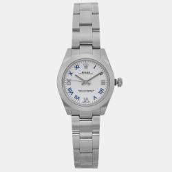 Rolex White Stainless Steel Oyster Perpetual 177200 Automatic Women's Wristwatch 31 mm
