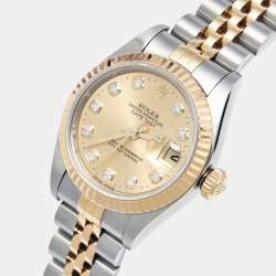 Pre Owned ساعة يد نسائية رولكس ديتجاست 26 مم ستانلس ستيل ذهب أصفر عيار 18 ألماس شمبانيا