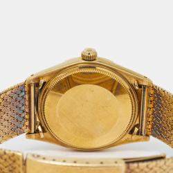 Rolex Day-Date Zephyr 1510 Grey Dial 18K Yellow Gold Women's Wristwatch 34 mm