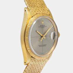 Rolex Day-Date Zephyr 1510 Grey Dial 18K Yellow Gold Women's Wristwatch 34 mm