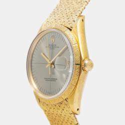 Rolex Day-Date Zephyr 1510 Grey Dial 18K Yellow Gold Women's Wristwatch 34 mm