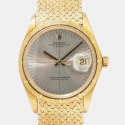Rolex Day-Date Zephyr 1510 Grey Dial 18K Yellow Gold Women's Wristwatch 34 mm