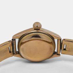 Rolex Oyster Perpetual 5002 Automatic Cream 18k Rose Gold Women's Wristwatch 24mm 