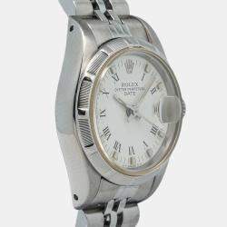 Rolex Oyster Perpetual Date 69190 Automatic White Stainless Steel Women's Wristwatch 26mm