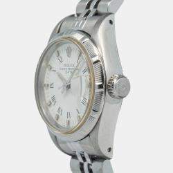 Rolex Oyster Perpetual Date 69190 Automatic White Stainless Steel Women's Wristwatch 26mm