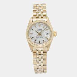 Rolex Datejust 6917 Tiffany & Co Automatic White 18k Yellow Gold Women's Wristwatch 26mm