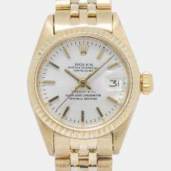 Rolex Datejust 6917 Tiffany & Co Automatic White 18k Yellow Gold Women's Wristwatch 26mm