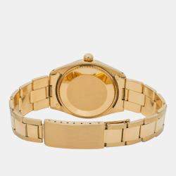 Rolex Oyster Perpetual 1009 Manual Winding Champagne 18k Yellow Gold Women's Wristwatch 34 mm