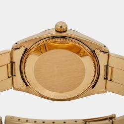 Rolex Oyster Perpetual 1009 Manual Winding Champagne 18k Yellow Gold Women's Wristwatch 34 mm
