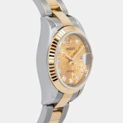 Rolex Datejust 179173 Automatic Champagne 18k Yellow Gold Stainless Steel Diamond Women's Wristwatch 26 mm