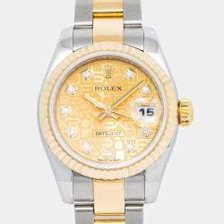 Rolex Datejust 179173 Automatic Champagne 18k Yellow Gold Stainless Steel Diamond Women's Wristwatch 26 mm