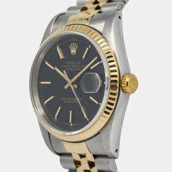 Rolex Datejust 16233 Automatic Black 18k Yellow Gold Stainless Steel Women's Wristwatch 36 mm