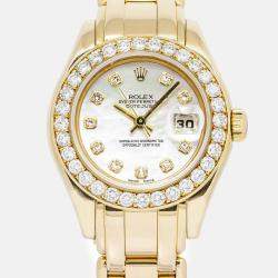 Rolex Pearlmaster Datejust 69298 Automatic 18K Yellow Gold Women's Wristwatch 29 mm