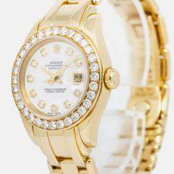 Rolex Pearlmaster Datejust 69298 Automatic 18K Yellow Gold Women's Wristwatch 29 mm