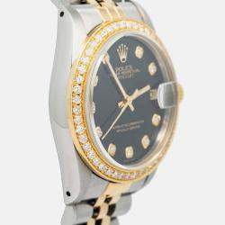 Rolex Datejust 68273 Automatic Black 18K Yellow Gold Stainless Steel Women's Wristwatch 31 mm