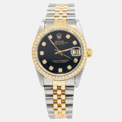 Rolex Datejust 68273 Automatic Black 18K Yellow Gold Stainless Steel Women's Wristwatch 31 mm