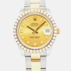 Rolex Datejust 178273 Automatic Champagne 18k Yellow Gold Stainless Steel Diamond Women's Wristwatch 31 mm