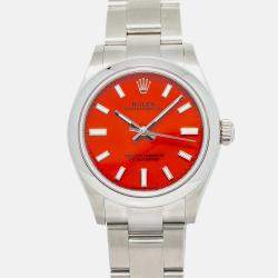 Rolex Oyster Perpetual 277200 Red Stainless Steel Automatic Women's Wristwatch 31 mm