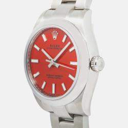 Rolex Oyster Perpetual 277200 Red Stainless Steel Automatic Women's Wristwatch 31 mm