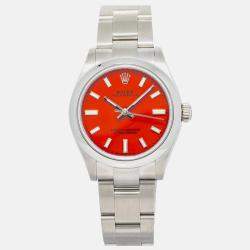 Rolex Oyster Perpetual 277200 Red Stainless Steel Automatic Women's Wristwatch 31 mm