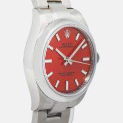 Rolex Oyster Perpetual 277200 Red Stainless Steel Automatic Women's Wristwatch 31 mm