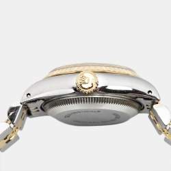 Pre Owned Rolex Champagne Diamond 18k Yellow Gold And Stainless Steel Datejust 69173 Automatic Women's Wristwatch 26 mm