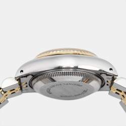 Pre Owned Rolex Champagne Diamond 18k Yellow Gold And Stainless Steel Datejust 69173 Automatic Women's Wristwatch 26 mm