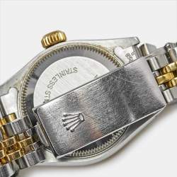 Pre Owned Rolex Champagne Diamond 18k Yellow Gold And Stainless Steel Datejust 69173 Automatic Women's Wristwatch 26 mm