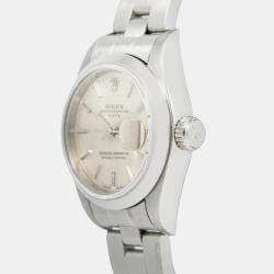 Rolex Oyster Perpetual Date 69160 Silver Stainless Steel Automatic Women's Wristwatch 25 mm