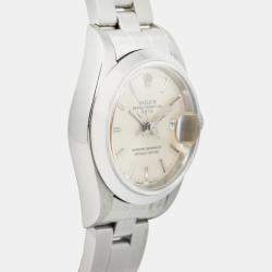 Rolex Oyster Perpetual Date 69160 Silver Stainless Steel Automatic Women's Wristwatch 25 mm