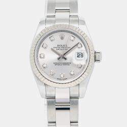 Rolex Datejust 179174 Automatic Silver Diamond Stainless Steel Women's Wristwatch 27 mm