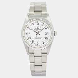 Rolex Oyster Perpetual Date 15200 Automatic White Stainless Steel Women's Wristwatch 34 mm