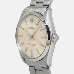 Rolex Oyster Perpetual 1002 Automatic Cream Stainless Steel Women's Wristwatch 34mm