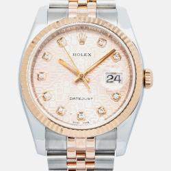 Rolex Datejust 116231 Automatic Pink 18K Rose Gold Diamonds Women's Wristwatch 36 mm