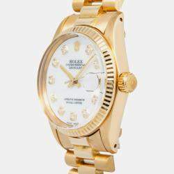 Rolex Datejust 6827 Automatic White 18k Yellow Gold Diamond MOP Women's Wristwatch 31 mm