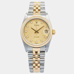 Rolex Datejust 68273 Automatic Champagne 18k Yellow Gold Stainless Steel Diamond Women's Wristwatch 31 mm