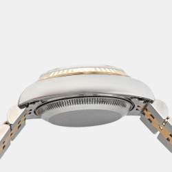 Pre Owned Rolex Champagne Diamond 18k Yellow Gold Stainless Steel Datejust 69173 Women's Wristwatch 26 mm