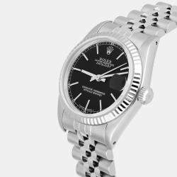 Pre Owned Rolex Datejust 68274 Automatic Black Stainless Steel Women's Wristwatch 31 mm