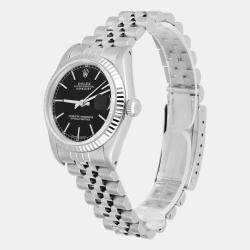 Pre Owned Rolex Datejust 68274 Automatic Black Stainless Steel Women's Wristwatch 31 mm