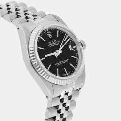 Pre Owned Rolex Datejust 68274 Automatic Black Stainless Steel Women's Wristwatch 31 mm