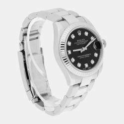 Pre Owned Rolex Datejust 178274 Automatic Black Stainless Steel Women's Wristwatch 31 mm