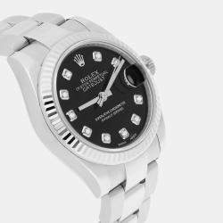 Pre Owned Rolex Datejust 178274 Automatic Black Stainless Steel Women's Wristwatch 31 mm