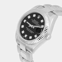 Pre Owned Rolex Datejust 178274 Automatic Black Stainless Steel Women's Wristwatch 31 mm