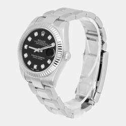 Pre Owned Rolex Datejust 178274 Automatic Black Stainless Steel Women's Wristwatch 31 mm