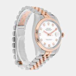 Pre Owned Rolex Datejust 116231 Automatic White 18k Rose Gold Stainless Steel  Women's Wristwatch 36 mm