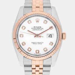 Pre Owned Rolex Datejust 116231 Automatic White 18k Rose Gold Stainless Steel  Women's Wristwatch 36 mm