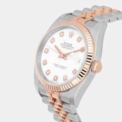 Pre Owned Rolex Datejust 116231 Automatic White 18k Rose Gold Stainless Steel  Women's Wristwatch 36 mm
