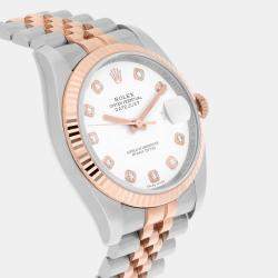 Pre Owned Rolex Datejust 116231 Automatic White 18k Rose Gold Stainless Steel  Women's Wristwatch 36 mm