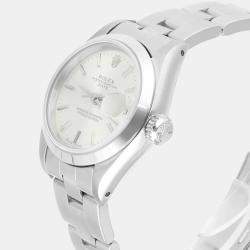 Pre Owned Rolex Oyster Perpetual Date 69160 Automatic Silver Stainless Steel Women's Wristwatch 26 mm