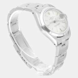 Pre Owned Rolex Oyster Perpetual Date 69160 Automatic Silver Stainless Steel Women's Wristwatch 26 mm